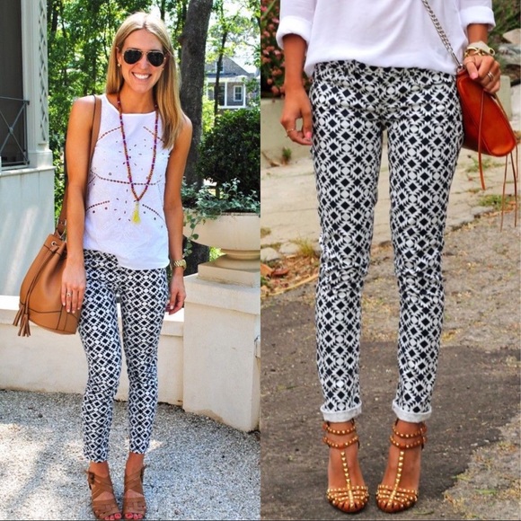 J.Crew Geometric Printed Skinny Cotton Denim Jeans - Picture 2 of 8